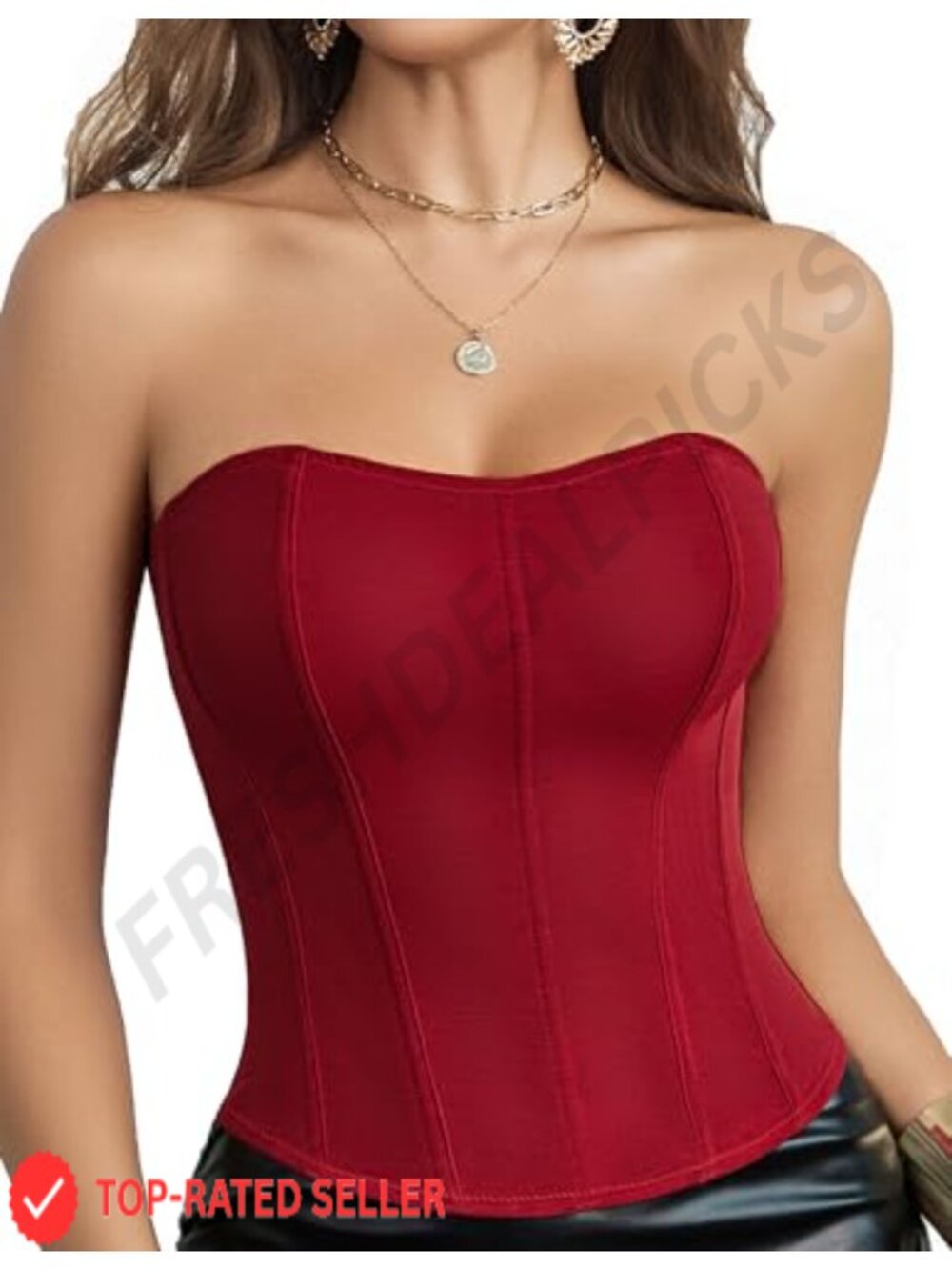 Avidlove Mesh Strapless Bustier Corset Top Boned Tie Back Party Lingerie